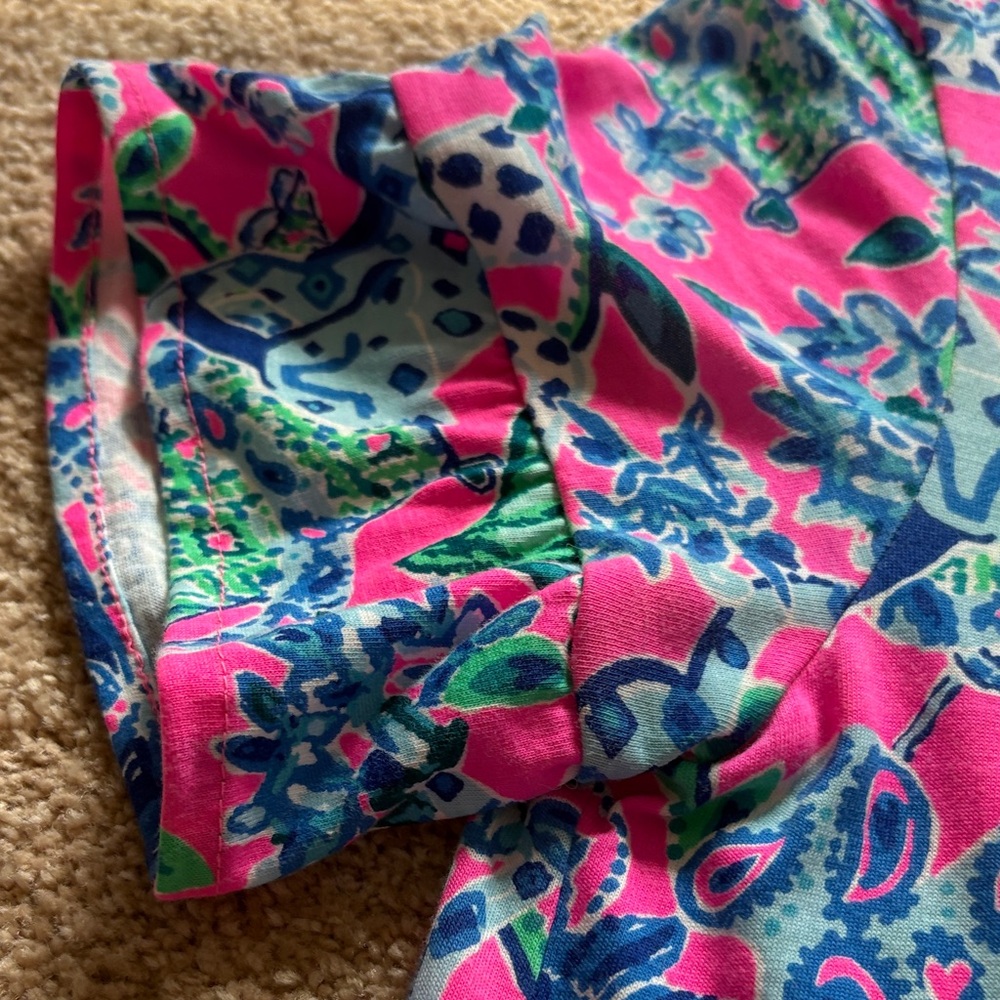 Lilly Pulitzer Jodee Dress Plumeria Pink Untamed with Hearts Pink and Blue - Picture 8 of 9